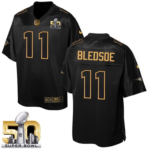 Men's Elite Drew Bledsoe Nike Jersey Black - #11 Pro Line Gold Collection NFL New England Patriots